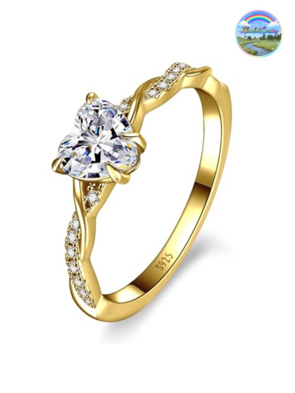 1.25ct Heart Promise Ring Gold Plated 925 Sterling Silver Women Jewelry